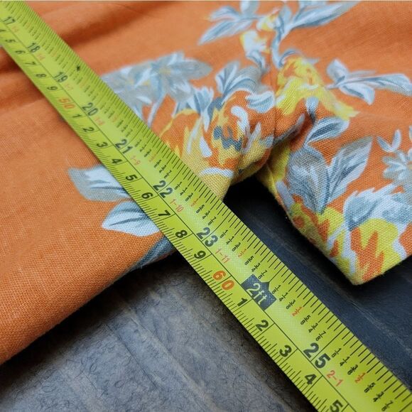 Adolfo Studio Vintage Linen Blend Maxi Dress Floral Print Orange Plus Size 22WP - Picture 8 of 10